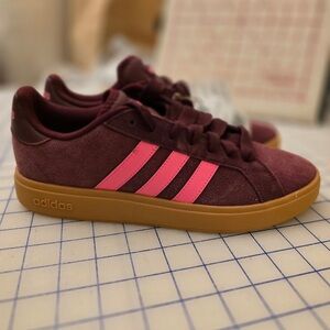 Adidas Maroon and Pink Grand Court Base 00 Size 10